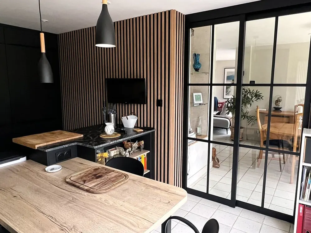 Verrière sur mesure verrière d'atelier — décor Fenix®, aménagé par Gitter à Hagondange (gammes Portéa)