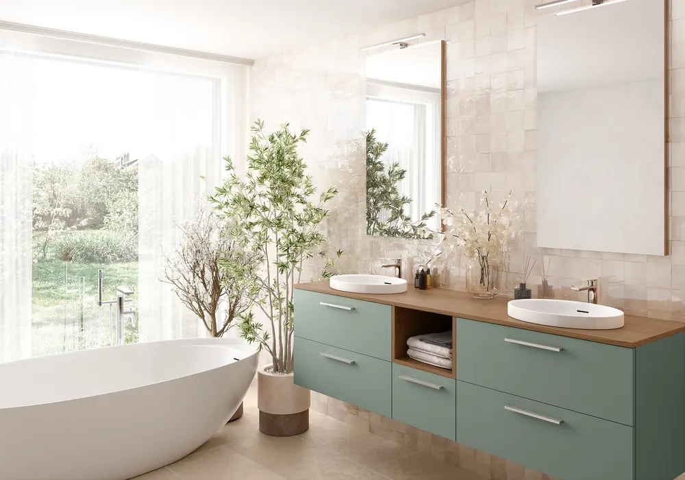 Salle de bains élégante avec douche à l'italienne — modèle YOU aménagé et posé par Gitter à Hagondange
