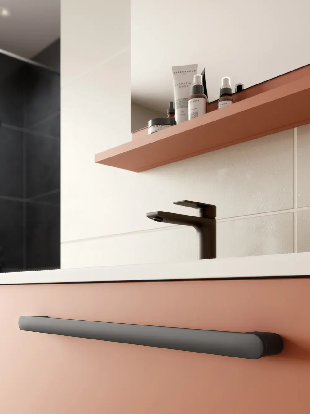 Salle de bains moderne avec meuble suspendu — modèle YOU aménagé et posé par Gitter à Hagondange